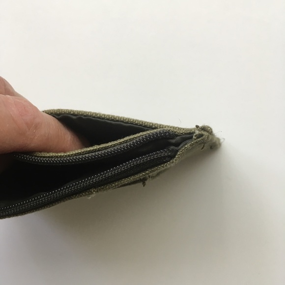 Canvas wallet army green cotton fabric wallet embellished hand painted wallet - Picture 4 of 5